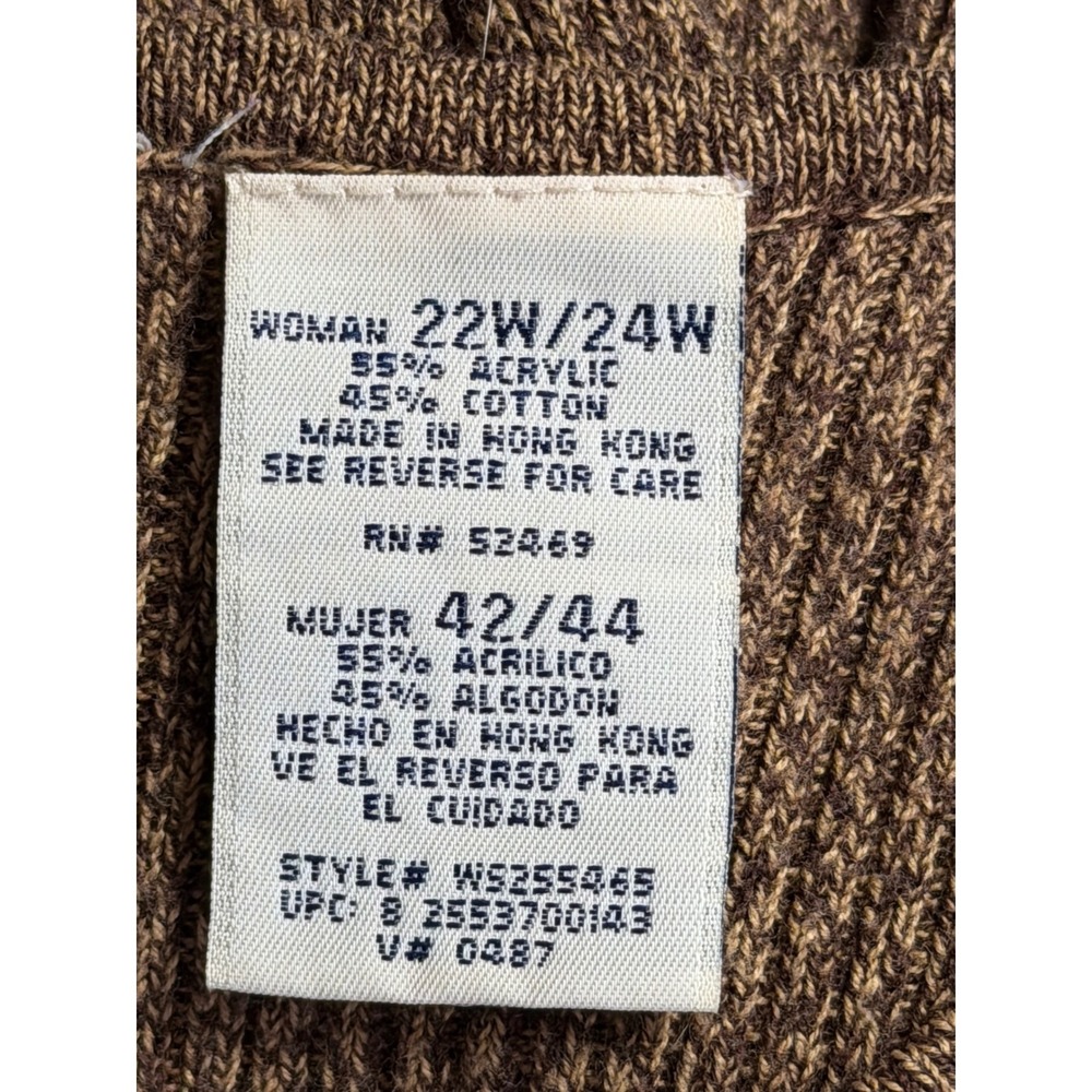 Vintage White Stag Women's Brown Marled V-Neck Long Sleeve Sweater Size 22W/24W - Picture 4 of 5